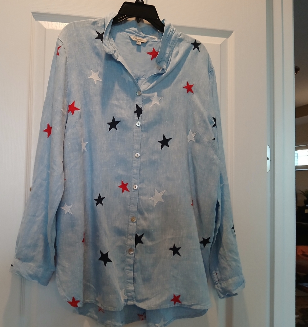 John Mark Light Blue Star Button Down Shirt - Picture 8 of 13